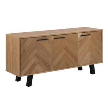 Brighton 3 Door Sideboard in Oak with Herringbone Effect | Assembly Required