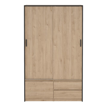 Cairo Wardrobe with 2 Sliding Doors 1 Small Door and 2 drawers in Jackson Hickory Oak