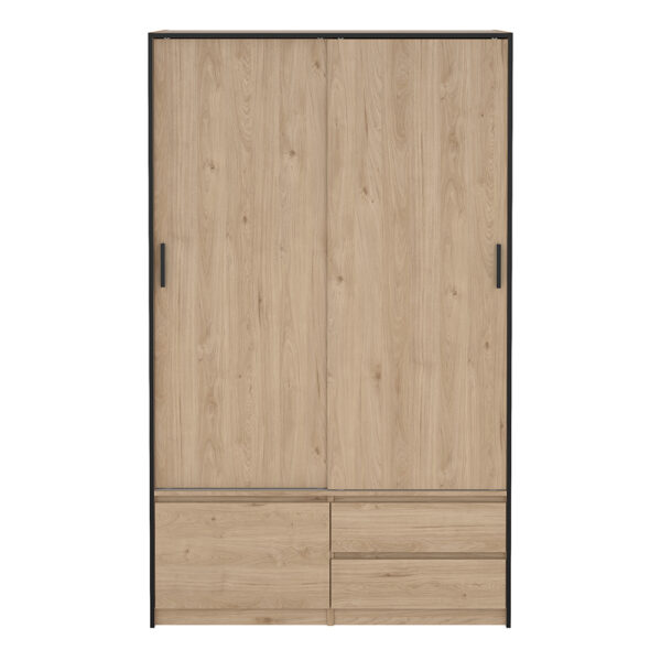 Cairo Wardrobe with 2 Sliding Doors 1 Small Door and 2 drawers in Jackson Hickory Oak