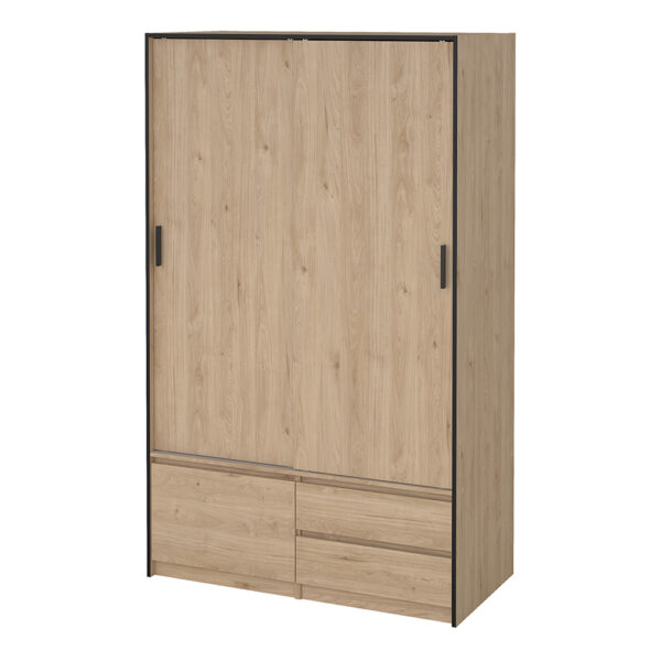 Cairo Wardrobe with 2 Sliding Doors 1 Small Door and 2 drawers in Jackson Hickory Oak | Assembly Required