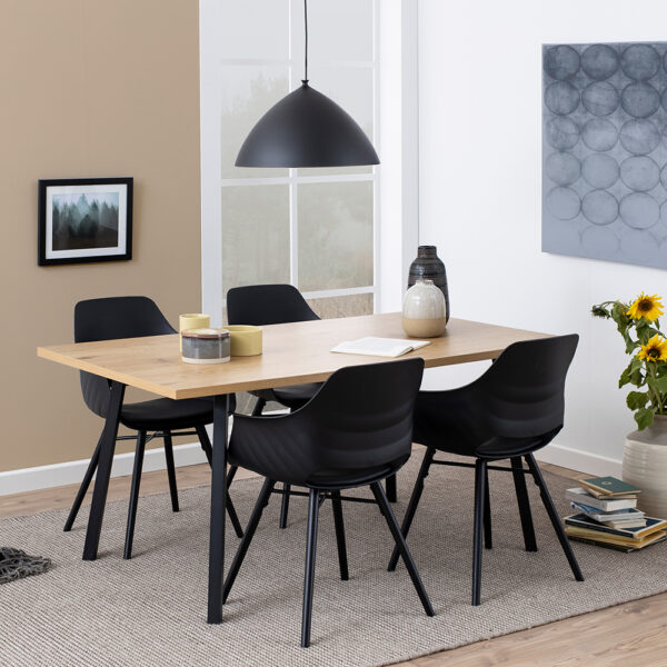Cenny Dining Table in Oak & Black | Assembly Required