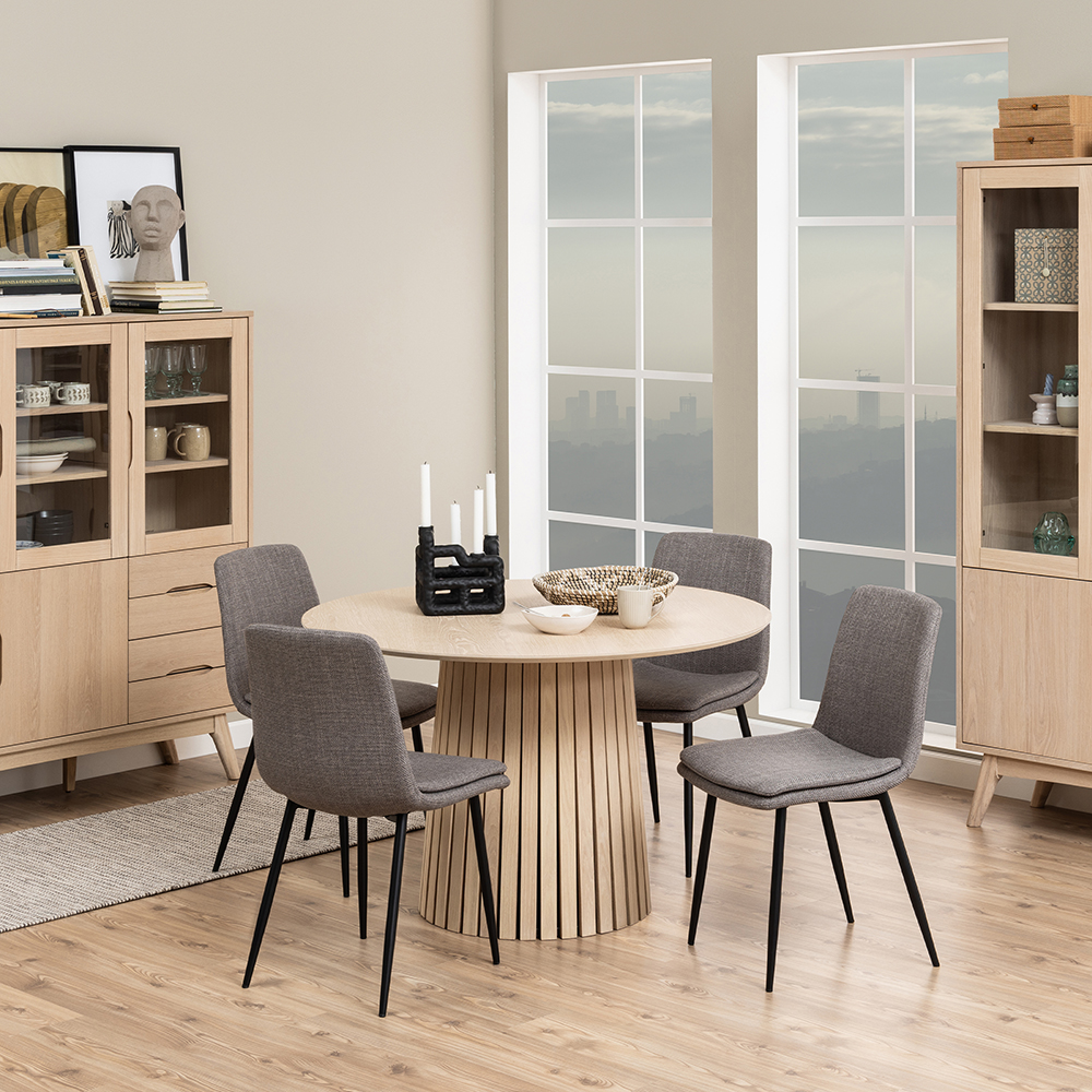 Christo Round Dining Table in White Oak Assembly Required Oak World