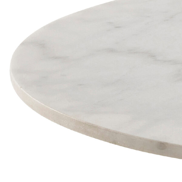 Corby Round Dining Table with White Marble Effect Top & Black Base | Assembly Required
