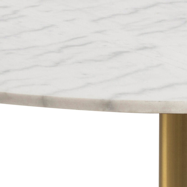 Corby Round Dining Table with White Marble Effect Top & Gold Base | Assembly Required