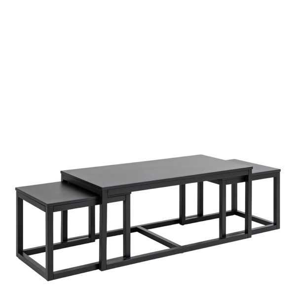 Cornus Square/Coffee Table Set in Matte Black | Assembly Required