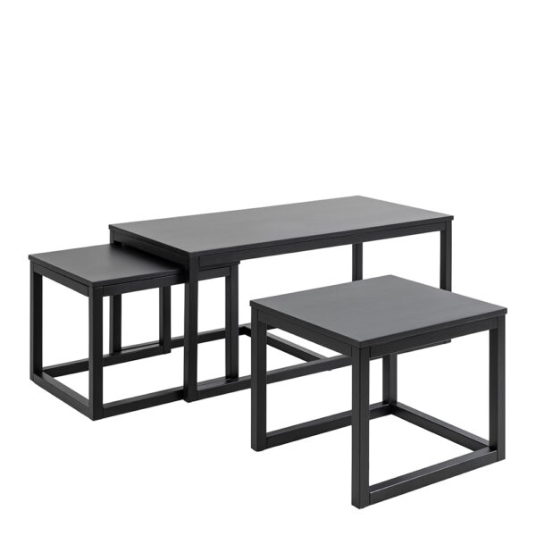 Cornus Square/Coffee Table Set in Matte Black | Assembly Required