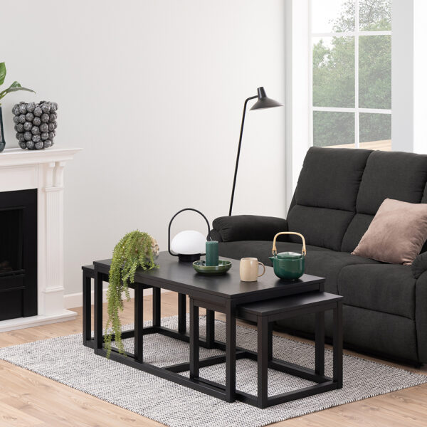 Cornus Square/Coffee Table Set in Matte Black | Assembly Required