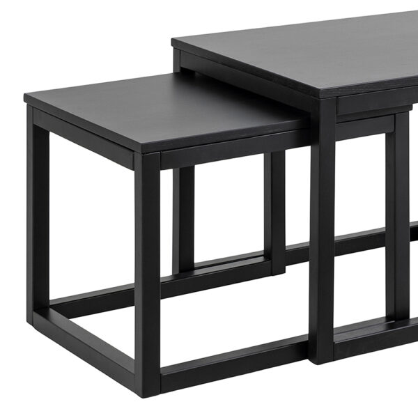 Cornus Square/Coffee Table Set in Matte Black | Assembly Required