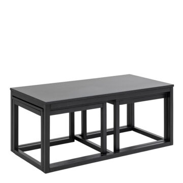 Cornus Square/Coffee Table Set in Matt Black