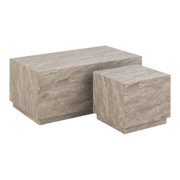 Dice Coffee Table Set in Grey Marble | Assembly Required