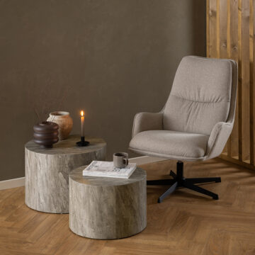Dice Grey Marble Round Coffee Table Set