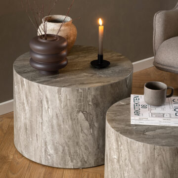 Dice Grey Marble Round Coffee Table Set