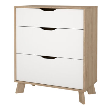 Elden White 3 Drawer Chest | Jackson Hickory Oak