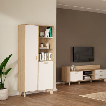 Elden China White 2 Door Cabinet | Jackson Hickory Finish