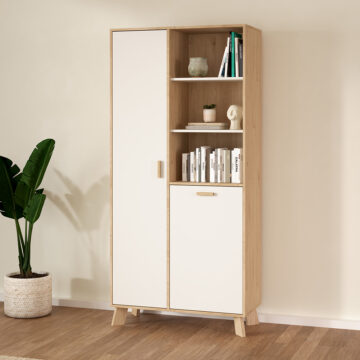 Elden China White 2 Door Cabinet | Jackson Hickory Finish