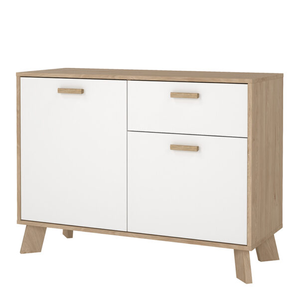Elden Sideboard 2 Doors + 1 Drawer in Jackson Hickory and White | Assembly Required