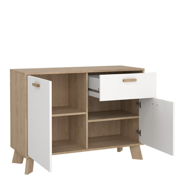 Elden Sideboard 2 Doors + 1 Drawer in Jackson Hickory and White | Assembly Required