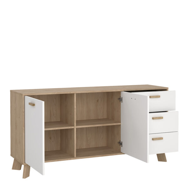 Elden Sideboard 2 Doors + 3 Drawers in Jackson Hickory and White | Assembly Required