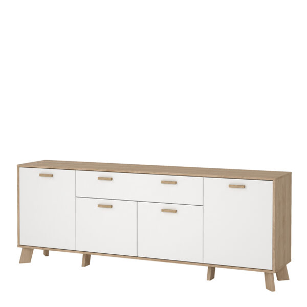 Elden Sideboard 4 Doors + 1 Drawer in Jackson Hickory and White | Assembly Required