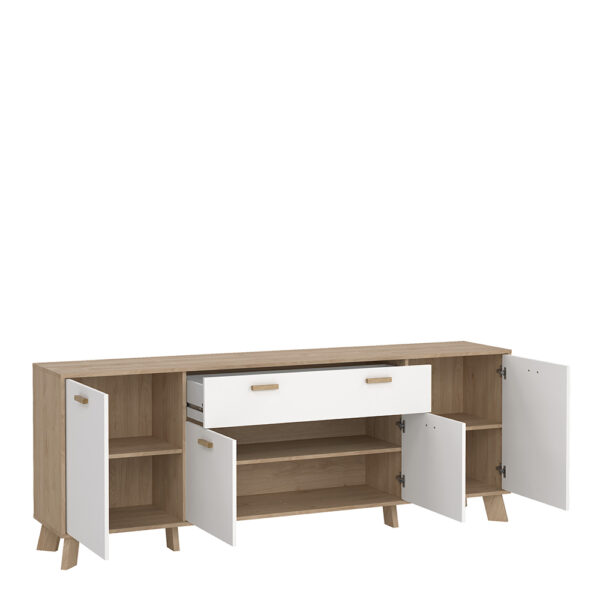 Elden Sideboard 4 Doors + 1 Drawer in Jackson Hickory and White | Assembly Required