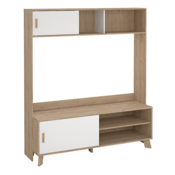 Elden TV-Wall Unit with 2 Sliding Doors in Jackson Hickory and White