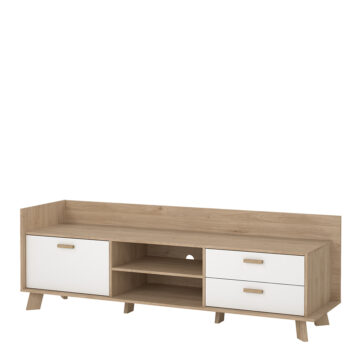 Elden White 2 Door 1 Drawer TV Unit 182cm | Jackson Hickory Finish