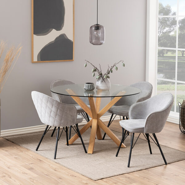Heaven Round Dining Table with Glass Top 119x75.5cm | Assembly Required