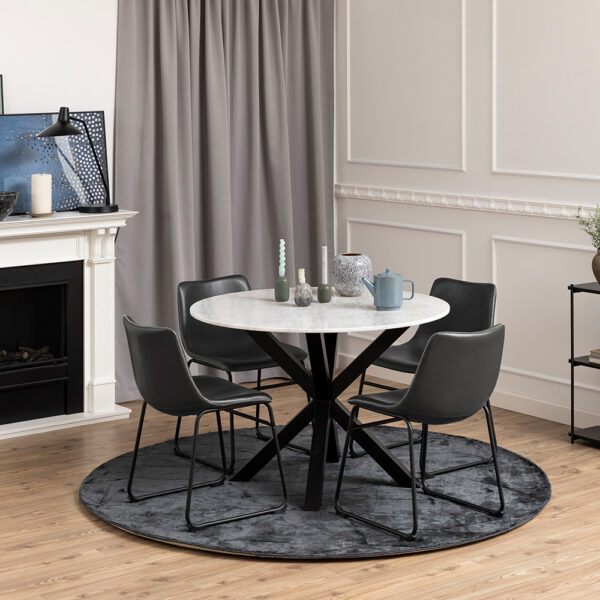 Oregon Dining Chair In Black with Cream Stitching | Assembly Required