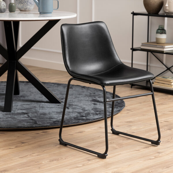 Oregon Dining Chair In Black with Cream Stitching | Assembly Required