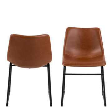 I_Oregon Dining Chair In Brown with Cream Stitching