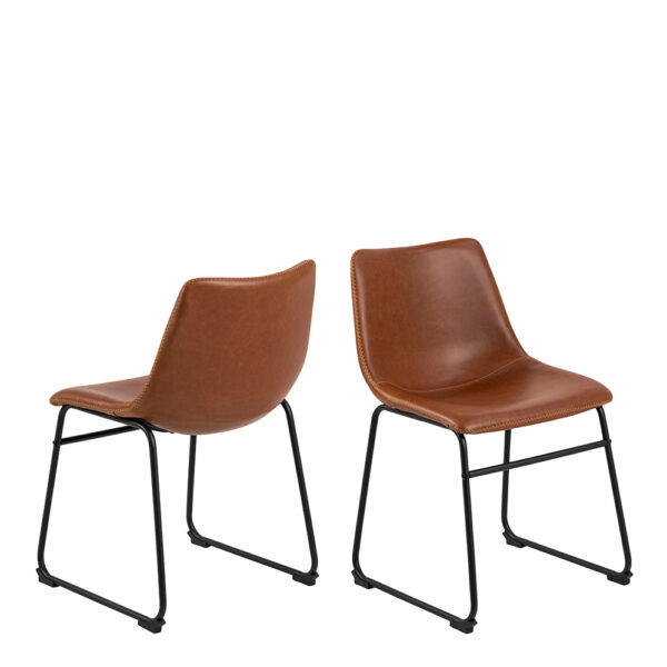 I_Oregon Dining Chair In Brown with Cream Stitching