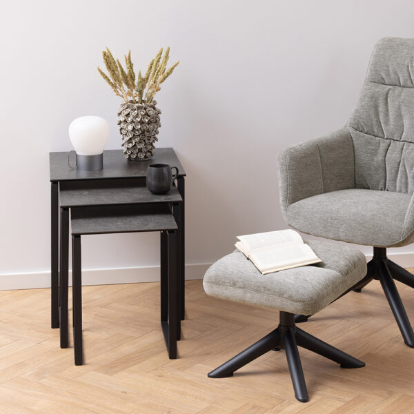 Katrine Nest of Tables in Black Set of 3 | Assembly Required