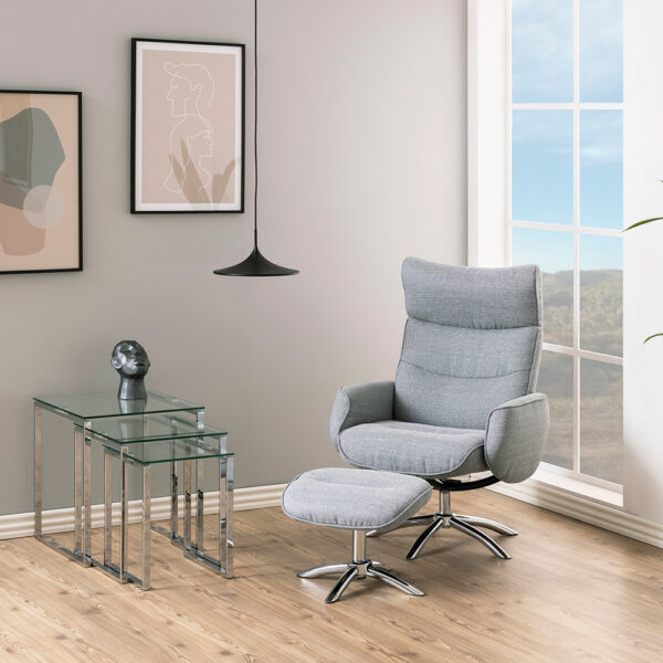 Silver Katrine Nest of Tables with Glass Top Set of 3 | Assembly Required
