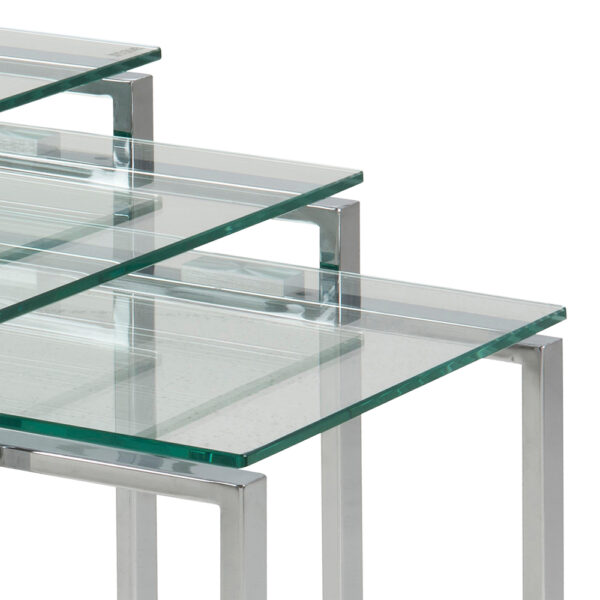 Silver Katrine Nest of Tables with Glass Top Set of 3 | Assembly Required