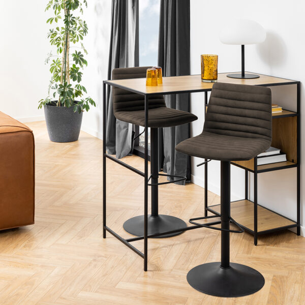 Kimmy Bar Stool in Grey Fabic Set of 2 | Assembly Required