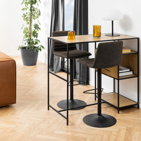 Kimmy Bar Stool in Grey Fabic Set of 2 | Assembly Required
