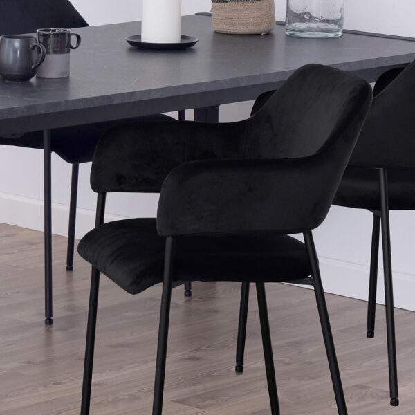 Lima Dining Chair with Armrest in Black | Assembly Required
