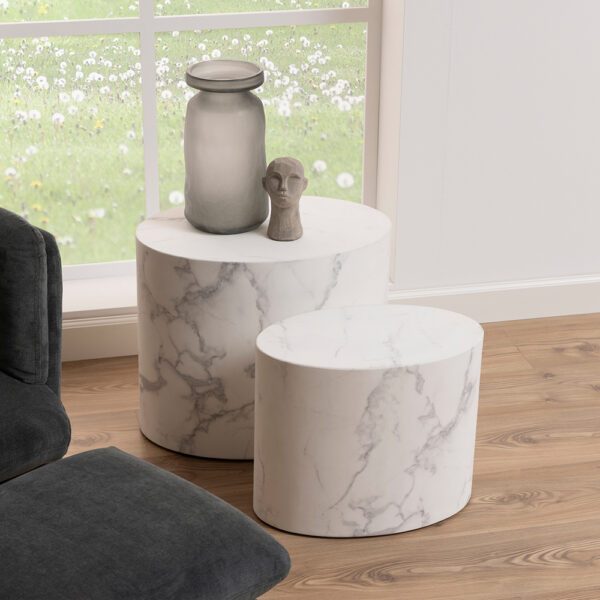 Mice Oval Coffee Table Set in White | Assembly Required