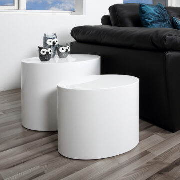 Mice Oval White Coffee Table Set