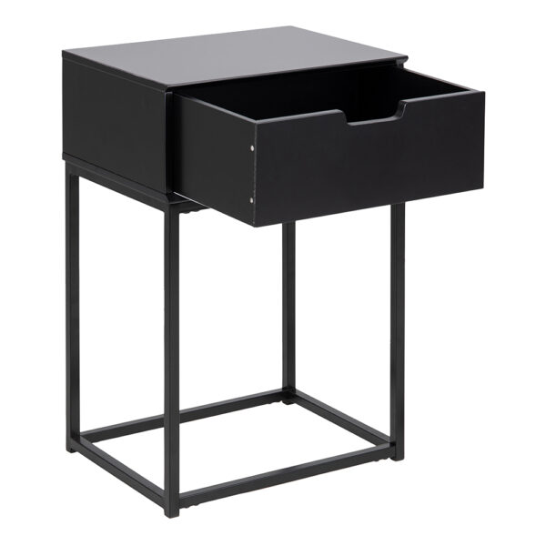 Mitra 1 Drawer Bedside Table in Black | Assembly Required