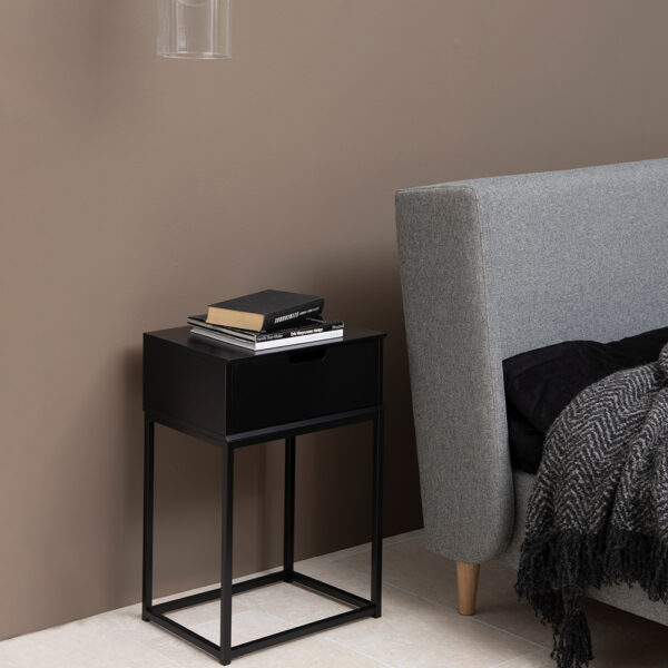 Mitra 1 Drawer Bedside Table in Black | Assembly Required