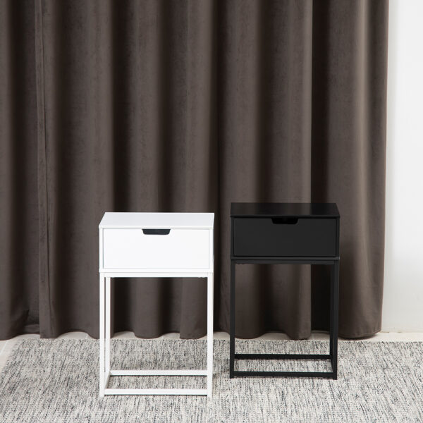 Mitra 1 Drawer Bedside Table in Black | Assembly Required