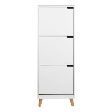 Mitra Shoe Cabinet 3 Flip Down Doors in White