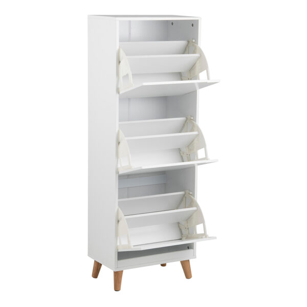 Mitra Shoe Cabinet 3 Flip Down Doors in White | Assembly Required