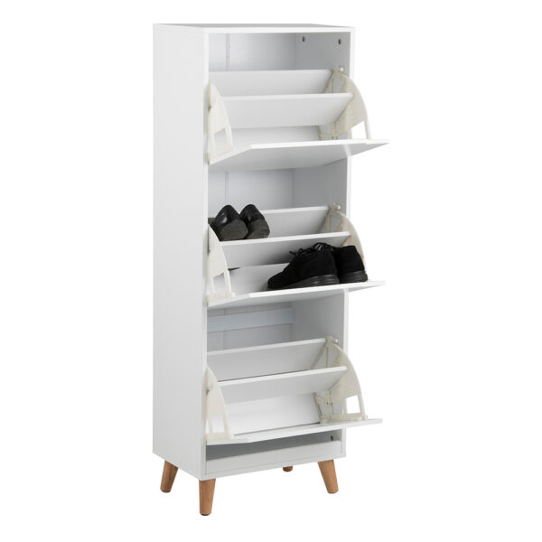 Mitra Shoe Cabinet 3 Flip Down Doors in White | Assembly Required