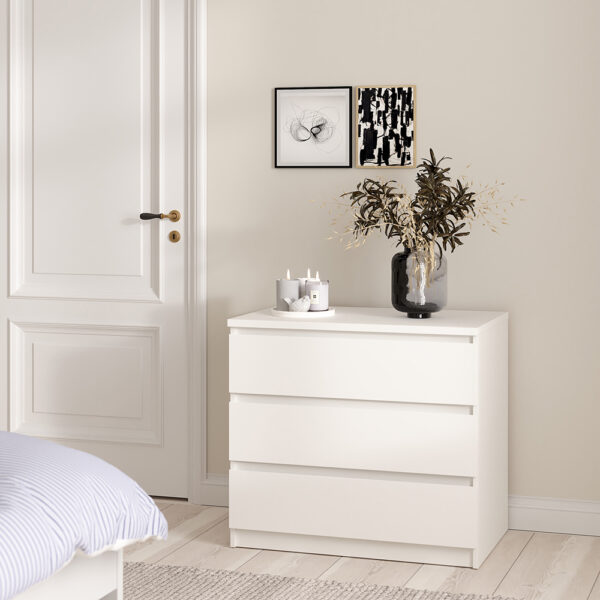 Moderno Chest of 3 Drawers in White | Assembly Required
