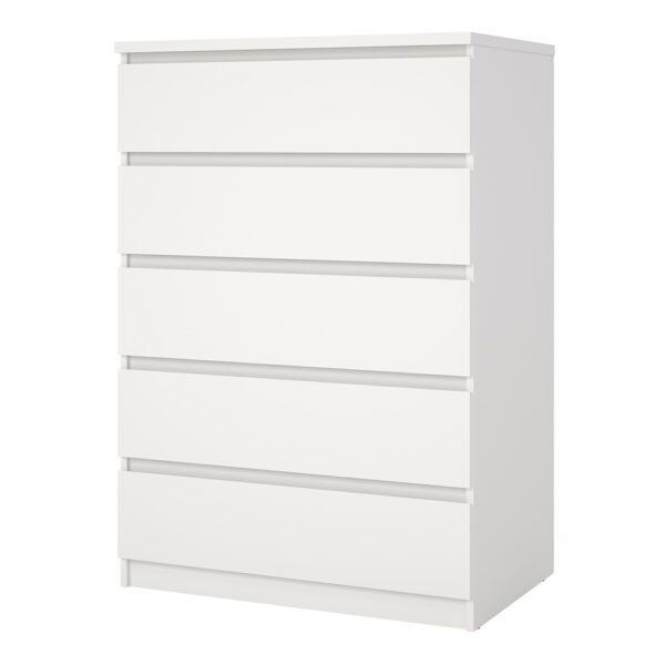 Moderno Chest of 5 Drawers in White | Assembly Required