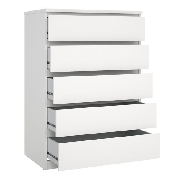 Moderno Chest of 5 Drawers in White | Assembly Required