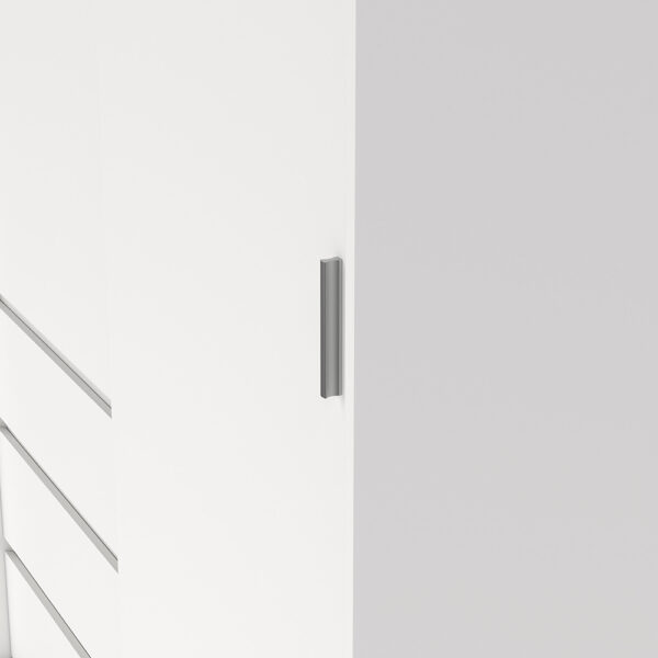 Moderno Wardrobe with 1 Sliding Door and 1 door + 3 drawers in White | Assembly Required