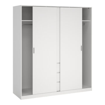 Moderno Wardrobe with 2 sliding Doors + 1 door + 3 drawers in White
